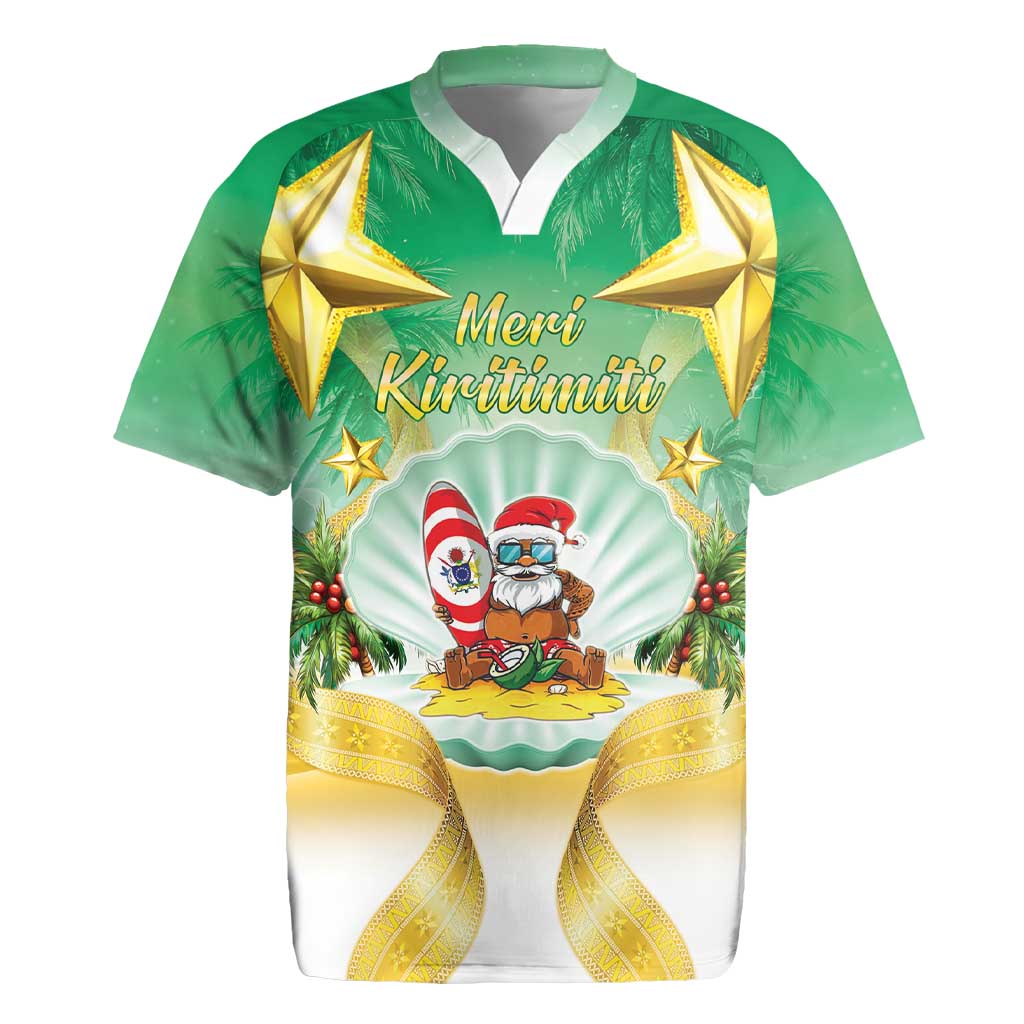 Cook Islands Christmas Rugby Jersey Seashell Santa Beach Vibes - Polynesian Pride