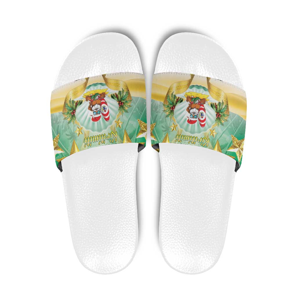Cook Islands Christmas Slide Sandals Seashell Santa Beach Vibes - Polynesian Pride