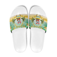 Cook Islands Christmas Slide Sandals Seashell Santa Beach Vibes - Polynesian Pride
