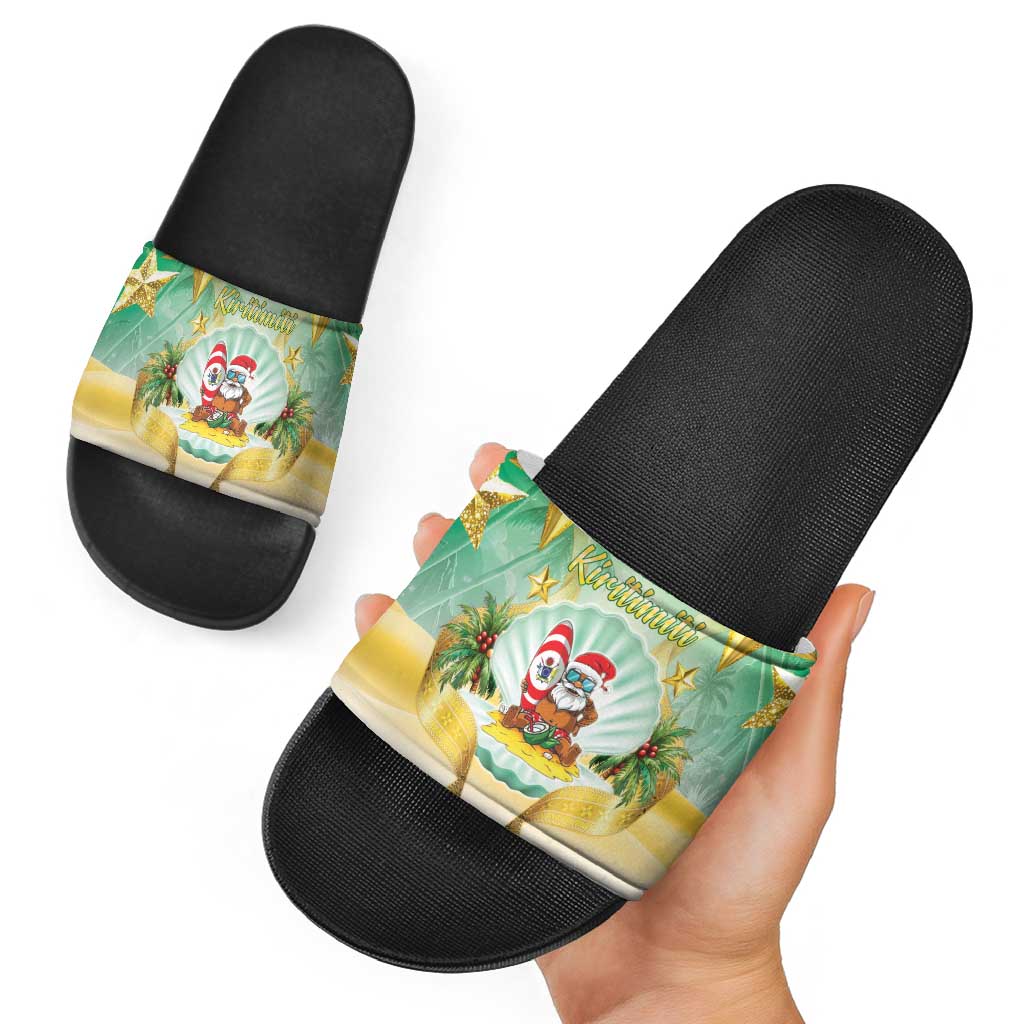 Cook Islands Christmas Slide Sandals Seashell Santa Beach Vibes - Polynesian Pride