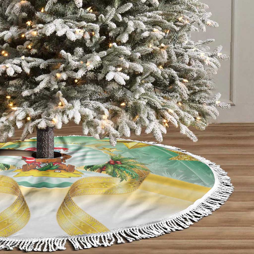 Cook Islands Christmas Tree Skirt Seashell Santa Beach Vibes - Polynesian Pride