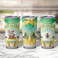 Cook Islands Christmas Tumbler Cup Seashell Santa Beach Vibes - Polynesian Pride