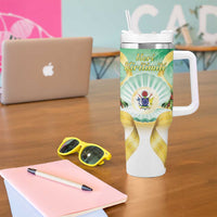 Cook Islands Christmas Tumbler With Handle Seashell Santa Beach Vibes - Polynesian Pride