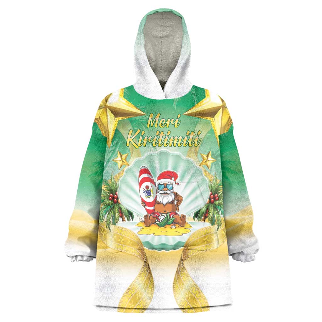 Cook Islands Christmas Wearable Blanket Hoodie Seashell Santa Beach Vibes - Polynesian Pride