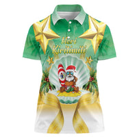 Cook Islands Christmas Women Polo Shirt Seashell Santa Beach Vibes - Polynesian Pride