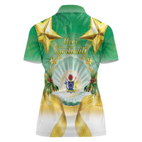 Cook Islands Christmas Women Polo Shirt Seashell Santa Beach Vibes - Polynesian Pride