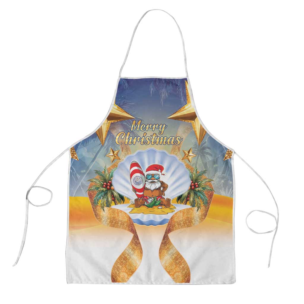 Marshall Islands Christmas Apron Seashell Santa Beach Vibes LT05 Navy - Polynesian Pride