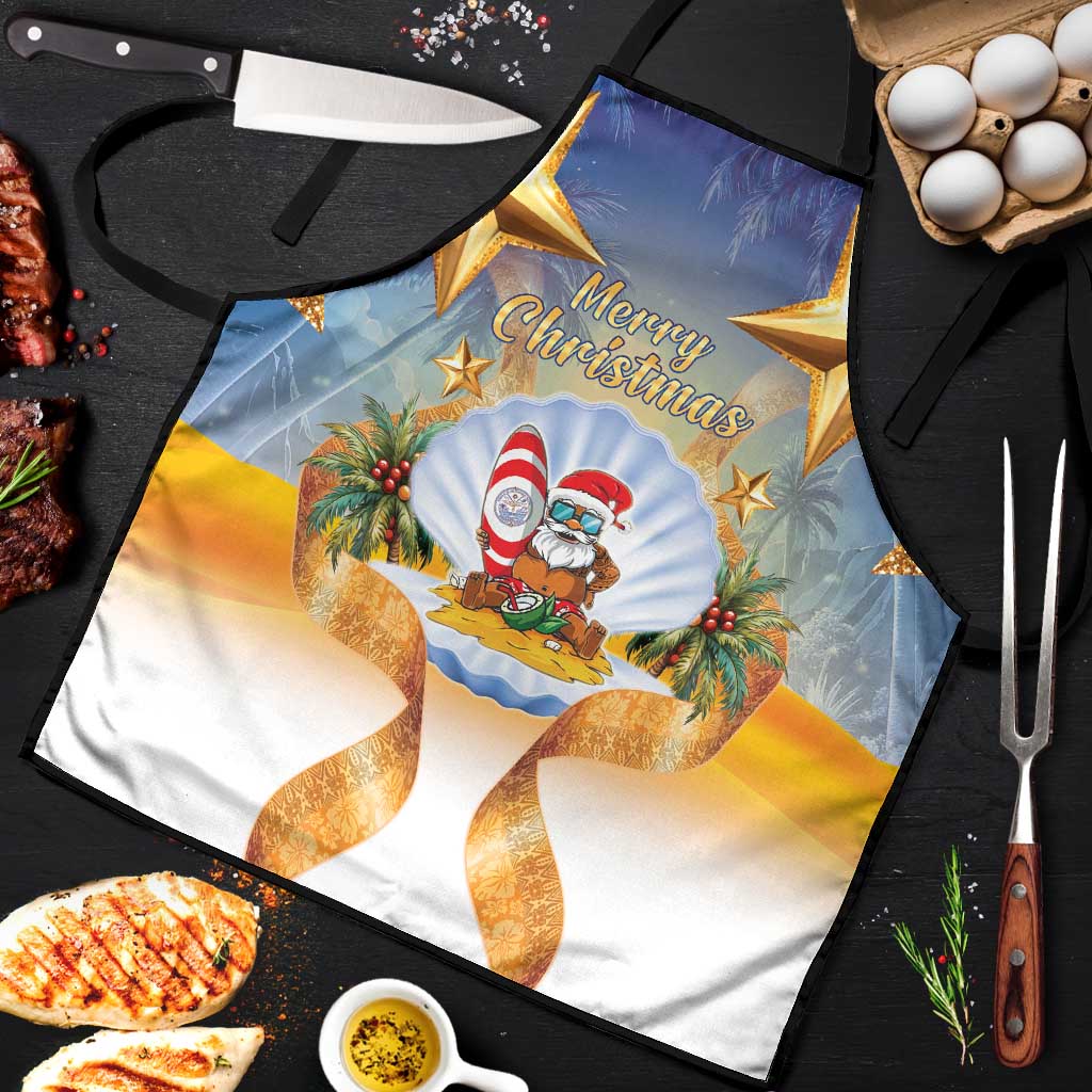 Marshall Islands Christmas Apron Seashell Santa Beach Vibes LT05 Navy - Polynesian Pride