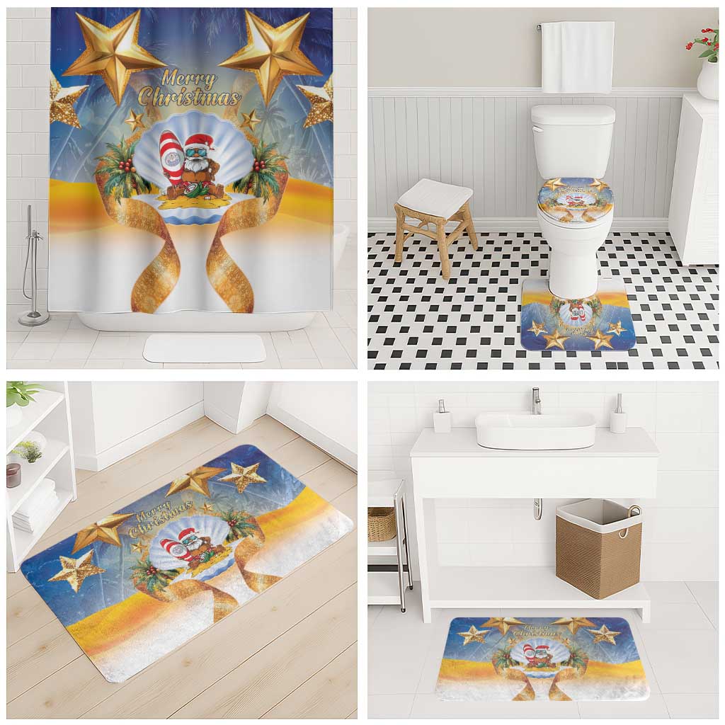 Marshall Islands Christmas Bathroom Set Seashell Santa Beach Vibes LT05 - Polynesian Pride