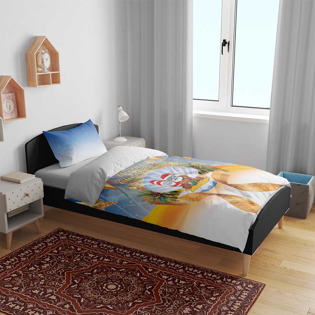 Marshall Islands Christmas Bedding Set Seashell Santa Beach Vibes - Polynesian Pride