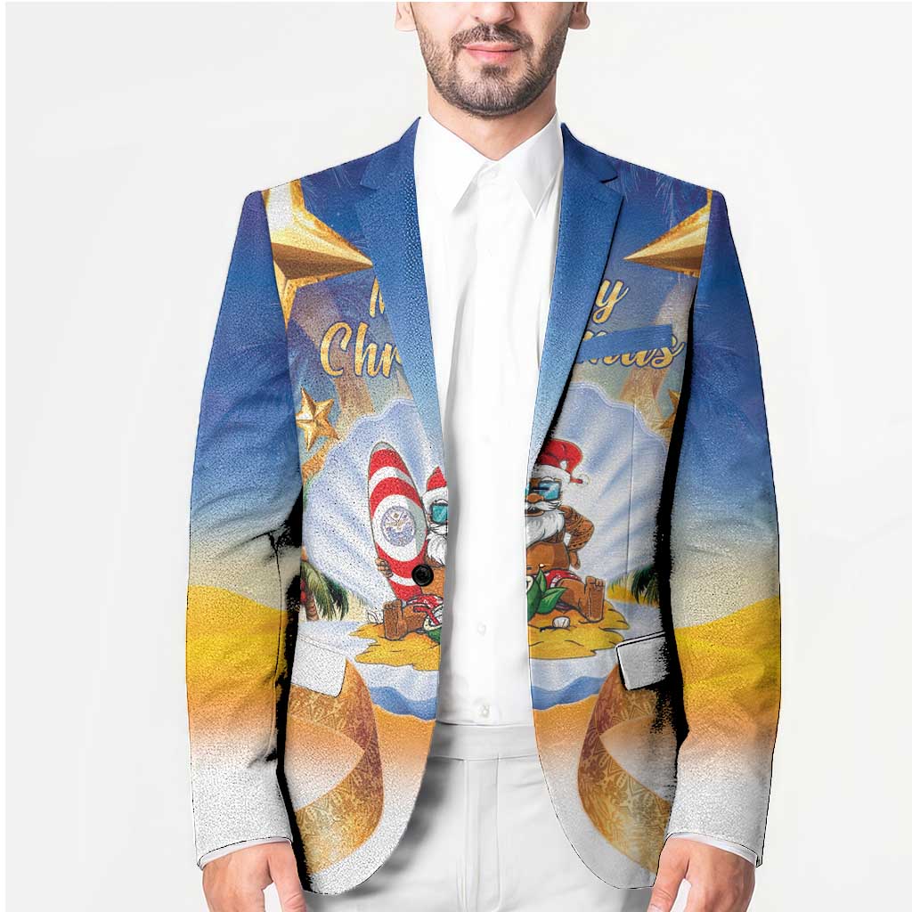 Marshall Islands Christmas Blazer Seashell Santa Beach Vibes - Polynesian Pride