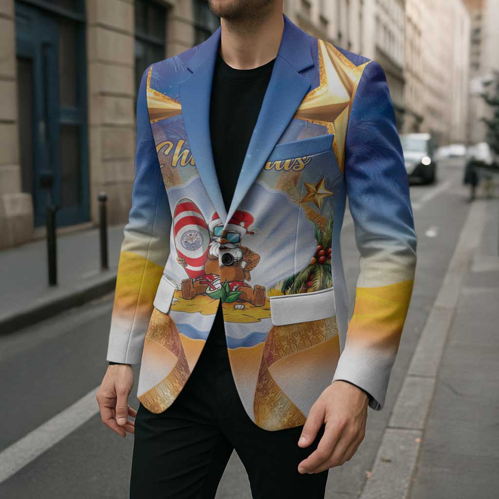 Marshall Islands Christmas Blazer Seashell Santa Beach Vibes - Polynesian Pride