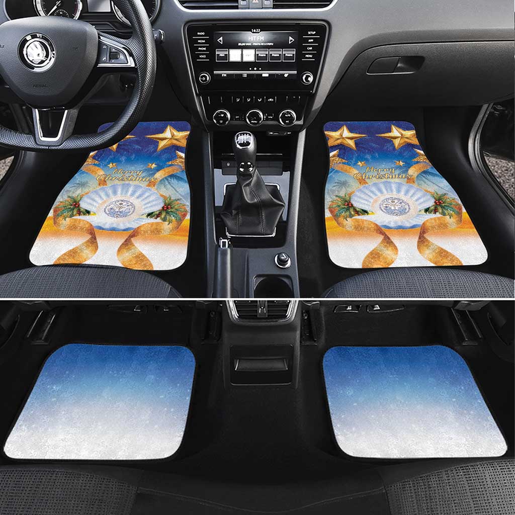 Marshall Islands Christmas Car Mats Seashell Santa Beach Vibes LT05 Set 4pcs Navy - Polynesian Pride