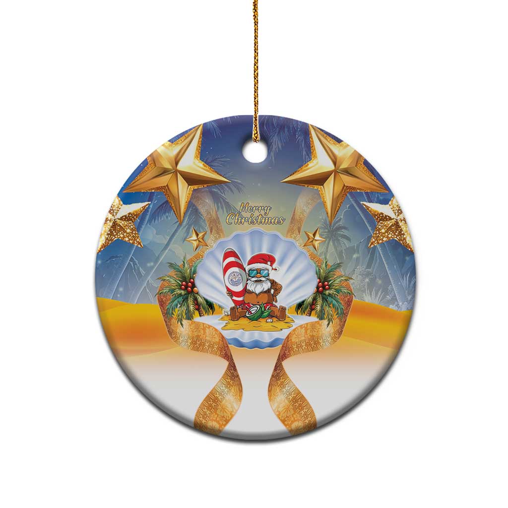 Marshall Islands Christmas Ceramic Ornament Seashell Santa Beach Vibes - Polynesian Pride