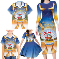 Marshall Islands Christmas Family Matching Long Sleeve Bodycon Dress and Hawaiian Shirt Seashell Santa Beach Vibes LT05 - Polynesian Pride