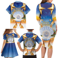 Marshall Islands Christmas Family Matching Long Sleeve Bodycon Dress and Hawaiian Shirt Seashell Santa Beach Vibes LT05 - Polynesian Pride