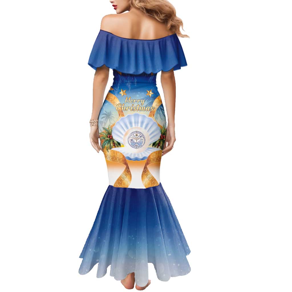 Marshall Islands Christmas Family Matching Mermaid Dress and Hawaiian Shirt Seashell Santa Beach Vibes LT05 - Polynesian Pride