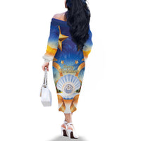 Marshall Islands Christmas Family Matching Off The Shoulder Long Sleeve Dress and Hawaiian Shirt Seashell Santa Beach Vibes LT05 - Polynesian Pride