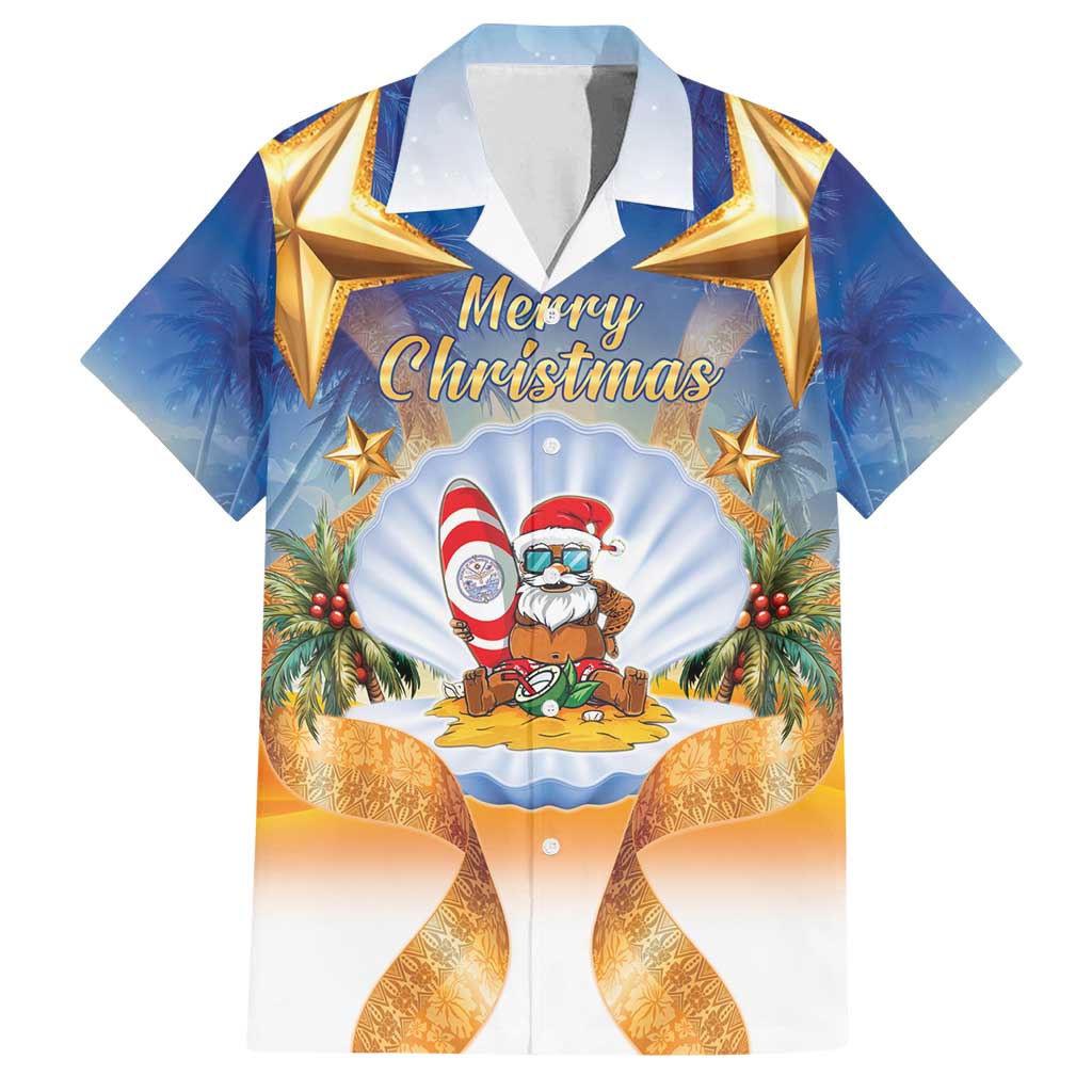 Marshall Islands Christmas Family Matching Puletasi and Hawaiian Shirt Seashell Santa Beach Vibes - Polynesian Pride