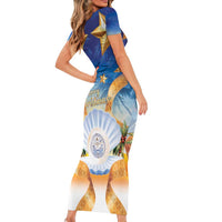 Marshall Islands Christmas Family Matching Short Sleeve Bodycon Dress and Hawaiian Shirt Seashell Santa Beach Vibes LT05 - Polynesian Pride