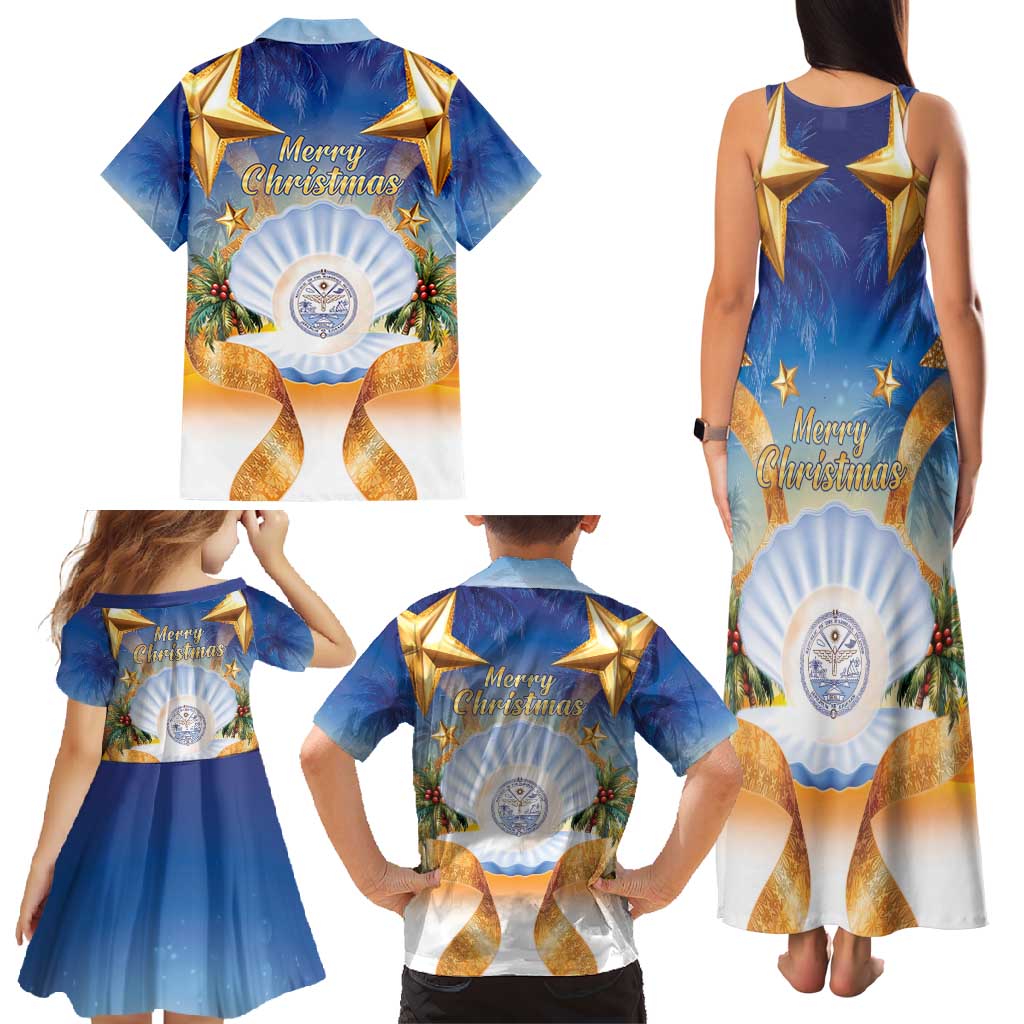 Marshall Islands Christmas Family Matching Tank Maxi Dress and Hawaiian Shirt Seashell Santa Beach Vibes LT05 - Polynesian Pride
