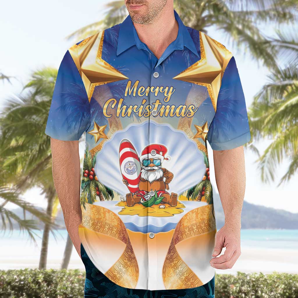 Marshall Islands Christmas Hawaiian Shirt Seashell Santa Beach Vibes - Polynesian Pride
