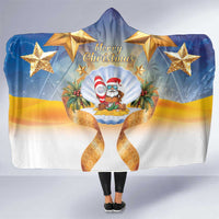 Marshall Islands Christmas Hooded Blanket Seashell Santa Beach Vibes LT05 One Size Navy - Polynesian Pride