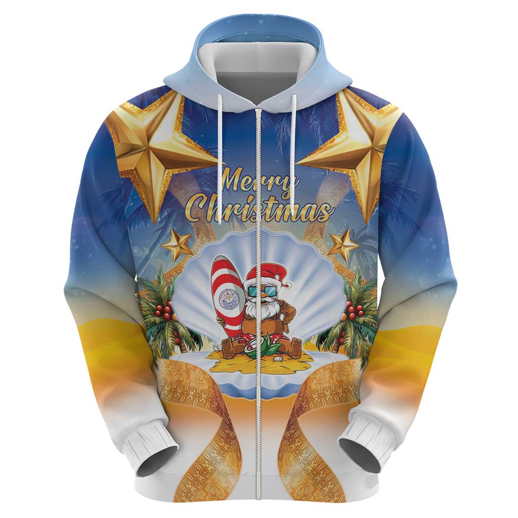Marshall Islands Christmas Hoodie Seashell Santa Beach Vibes - Polynesian Pride