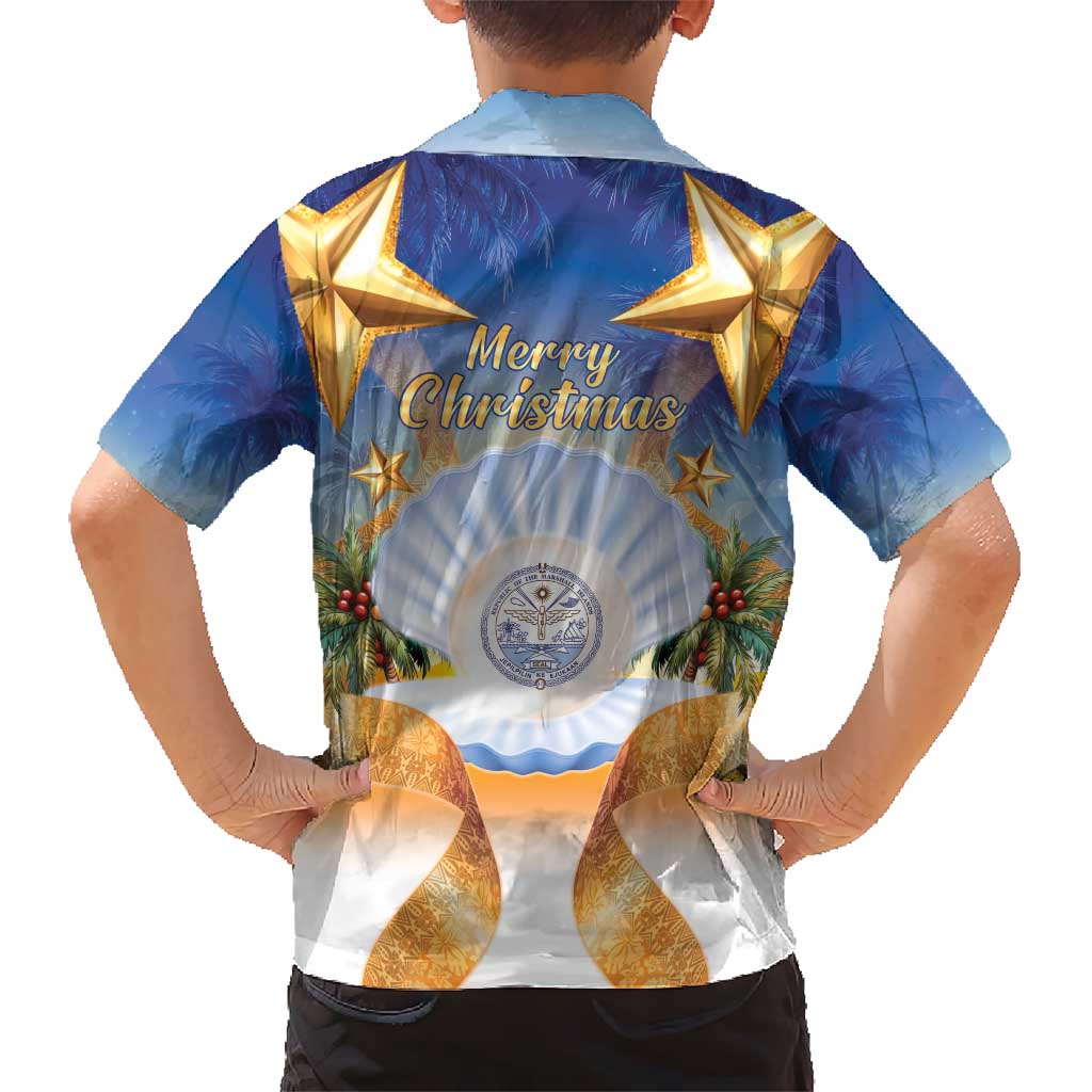Marshall Islands Christmas Kid Hawaiian Shirt Seashell Santa Beach Vibes - Polynesian Pride