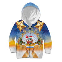 Marshall Islands Christmas Kid Hoodie Seashell Santa Beach Vibes LT05 Zip Hoodie Navy - Polynesian Pride