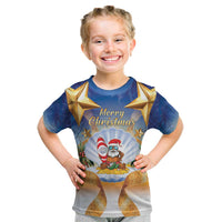 Marshall Islands Christmas Kid T Shirt Seashell Santa Beach Vibes LT05 Navy - Polynesian Pride