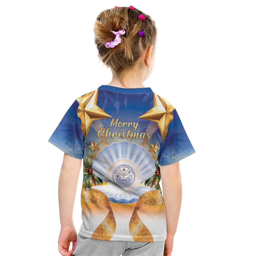 Marshall Islands Christmas Kid T Shirt Seashell Santa Beach Vibes LT05 - Polynesian Pride