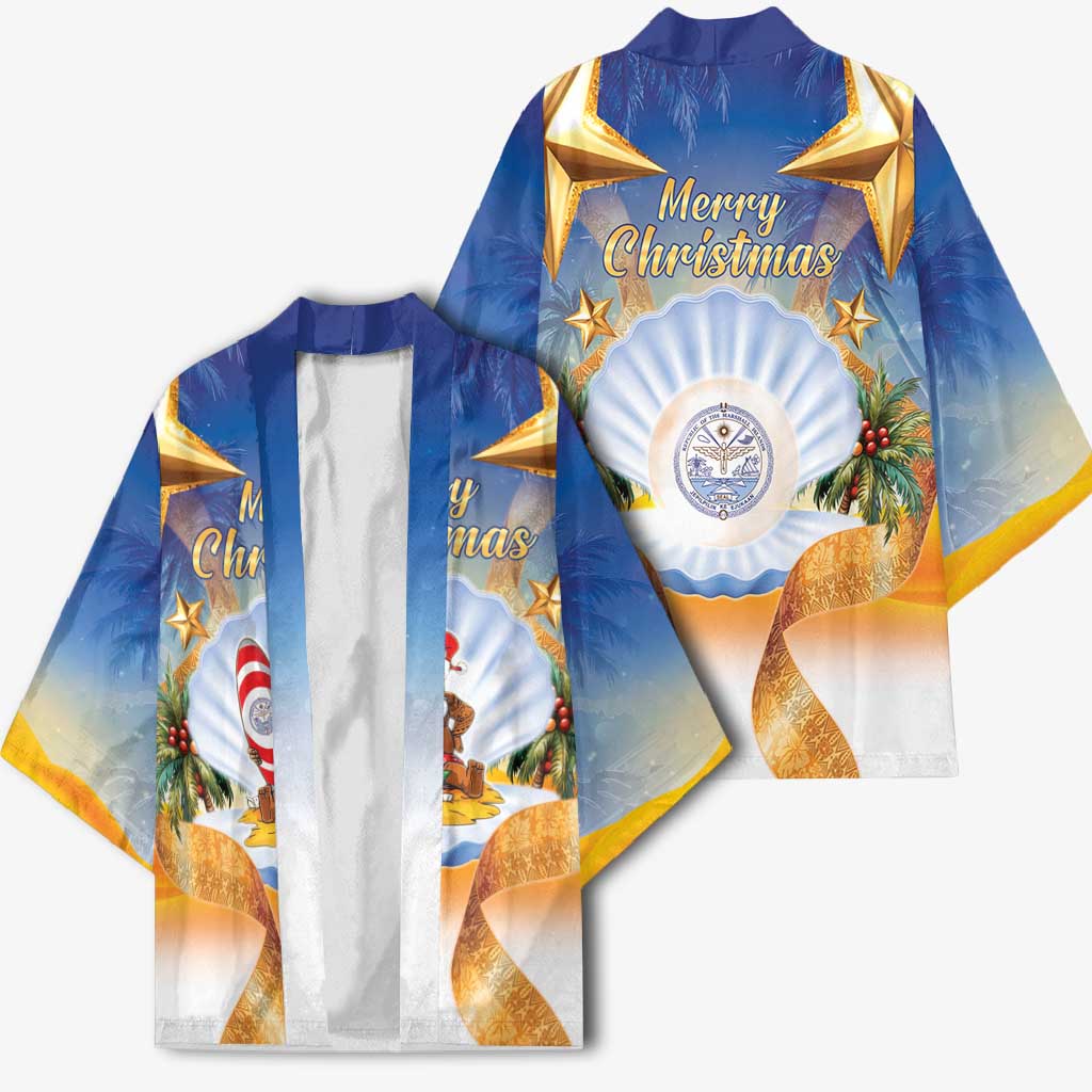 Marshall Islands Christmas Kimono Seashell Santa Beach Vibes - Polynesian Pride