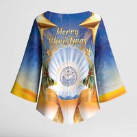 Marshall Islands Christmas Kimono Sleeve Blouse Seashell Santa Beach Vibes LT05 - Polynesian Pride