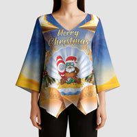 Marshall Islands Christmas Kimono Sleeve Blouse Seashell Santa Beach Vibes LT05 - Polynesian Pride