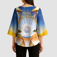 Marshall Islands Christmas Kimono Sleeve Blouse Seashell Santa Beach Vibes LT05 - Polynesian Pride