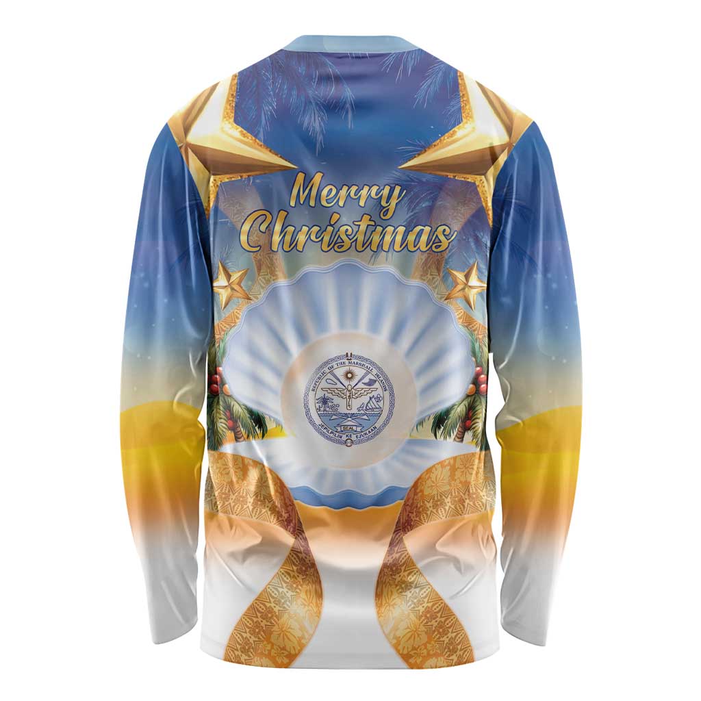 Marshall Islands Christmas Long Sleeve Shirt Seashell Santa Beach Vibes LT05 - Polynesian Pride