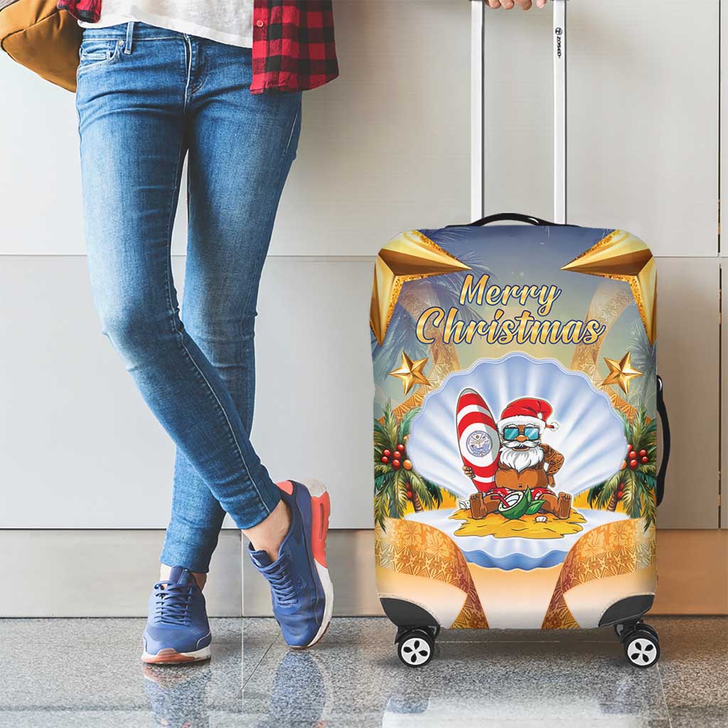 Marshall Islands Christmas Luggage Cover Seashell Santa Beach Vibes LT05 - Polynesian Pride