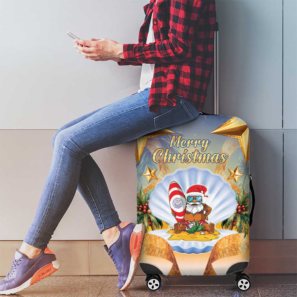 Marshall Islands Christmas Luggage Cover Seashell Santa Beach Vibes LT05 - Polynesian Pride
