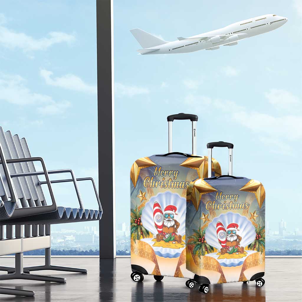 Marshall Islands Christmas Luggage Cover Seashell Santa Beach Vibes LT05 - Polynesian Pride