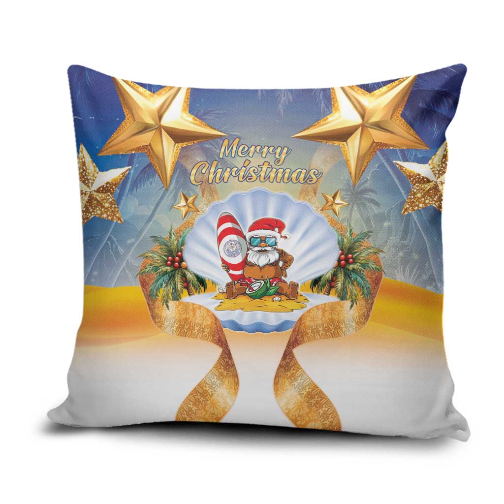 Marshall Islands Christmas Pillow Cover Seashell Santa Beach Vibes LT05 Navy - Polynesian Pride