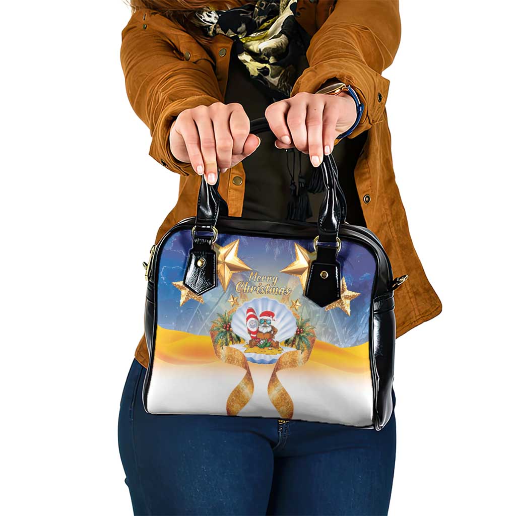 Marshall Islands Christmas Shoulder Handbag Seashell Santa Beach Vibes - Polynesian Pride