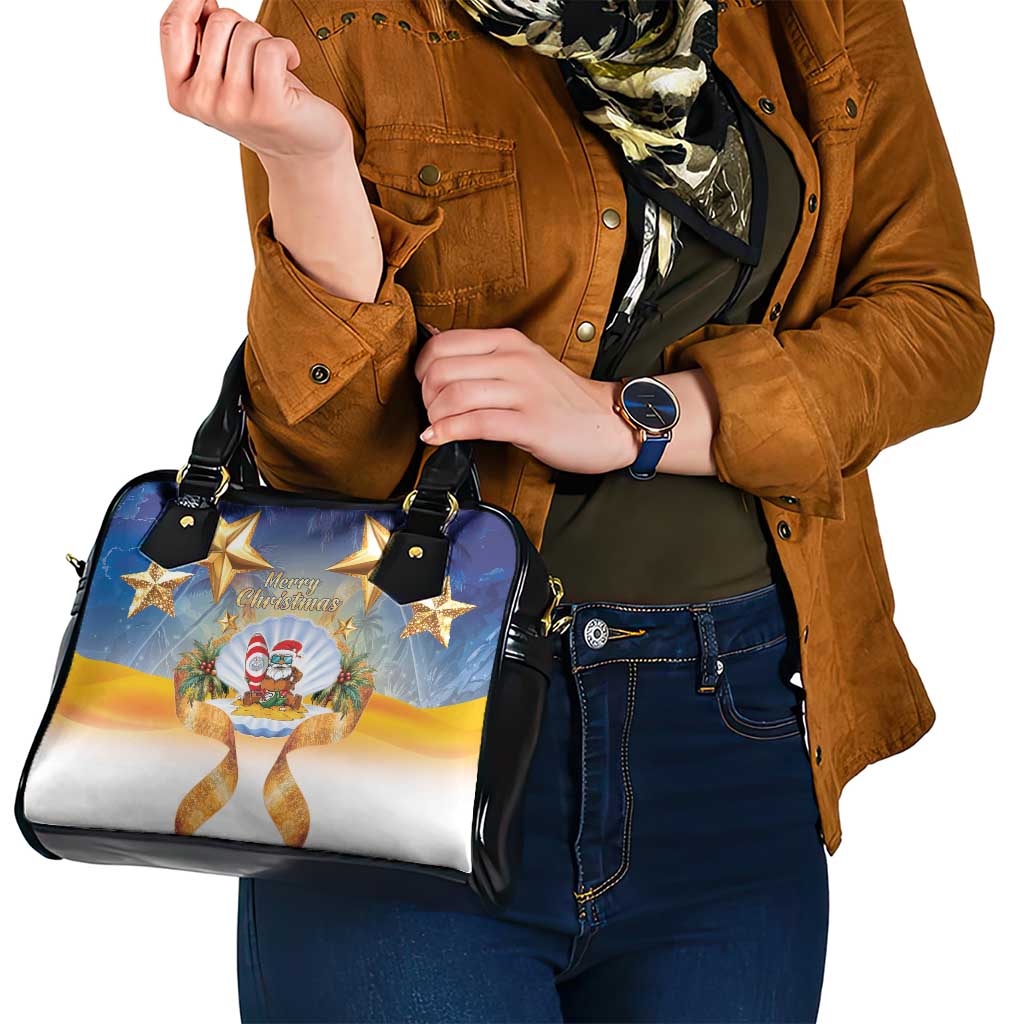 Marshall Islands Christmas Shoulder Handbag Seashell Santa Beach Vibes - Polynesian Pride