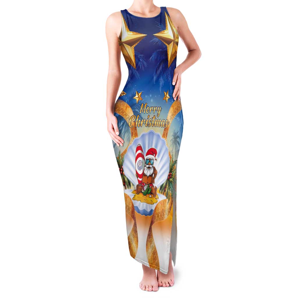 Marshall Islands Christmas Tank Maxi Dress Seashell Santa Beach Vibes - Polynesian Pride