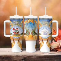 Marshall Islands Christmas Tumbler With Handle Seashell Santa Beach Vibes LT05 - Polynesian Pride