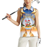 Marshall Islands Christmas Women Sleeveless Polo Shirt Seashell Santa Beach Vibes LT05 - Polynesian Pride