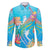 Under The Sea Scuba Diving Family Matching Off Shoulder Maxi Dress and Hawaiian Shirt Polynesian Pattern LT05 Dad's Shirt - Long Sleeve Blue - Polynesian Pride
