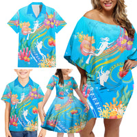 Under The Sea Scuba Diving Family Matching Off Shoulder Short Dress and Hawaiian Shirt Polynesian Pattern LT05 - Polynesian Pride