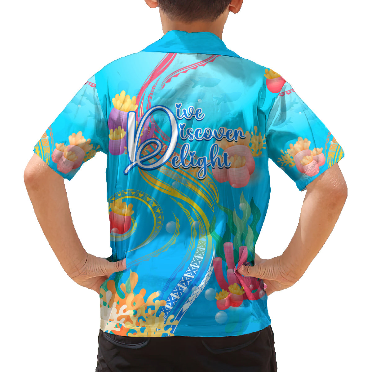 Under The Sea Scuba Diving Family Matching Tank Maxi Dress and Hawaiian Shirt Polynesian Pattern LT05 - Polynesian Pride