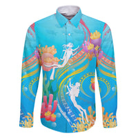Under The Sea Scuba Diving Family Matching Tank Maxi Dress and Hawaiian Shirt Polynesian Pattern LT05 Dad's Shirt - Long Sleeve Blue - Polynesian Pride